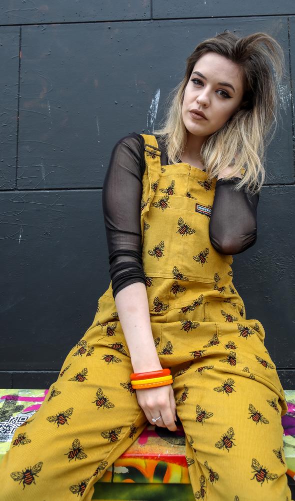 Bee Cord Dungarees - Run & Fly  [Non stretchy]