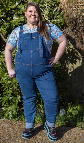 Blue Stone Wash Dungarees - Run & Fly