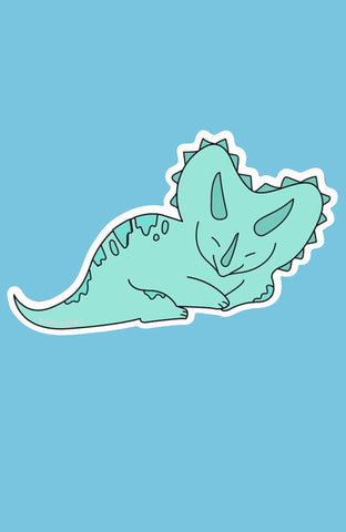Green Triceratops Dinosaur Large Vinyl Sticker - Punky Pins