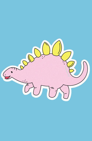 Pink Stegosaurus Dinosaur Large Vinyl Sticker - Punky Pins