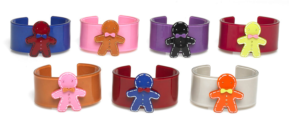 Gingerbread Man Acrylic Cuff Bracelet - No Tail