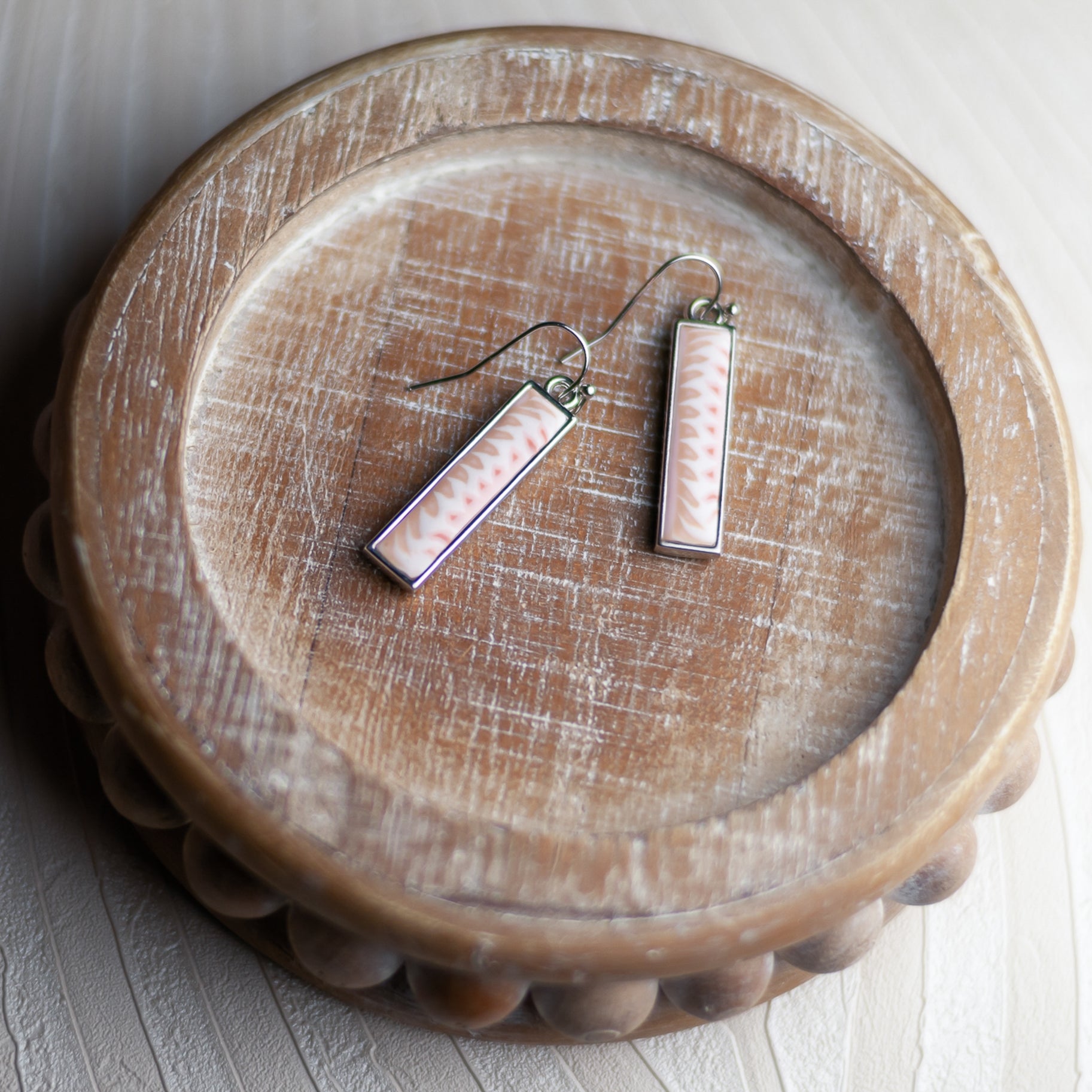 Pink Salt Silver Reversible Bar Earrings - Jilzarah