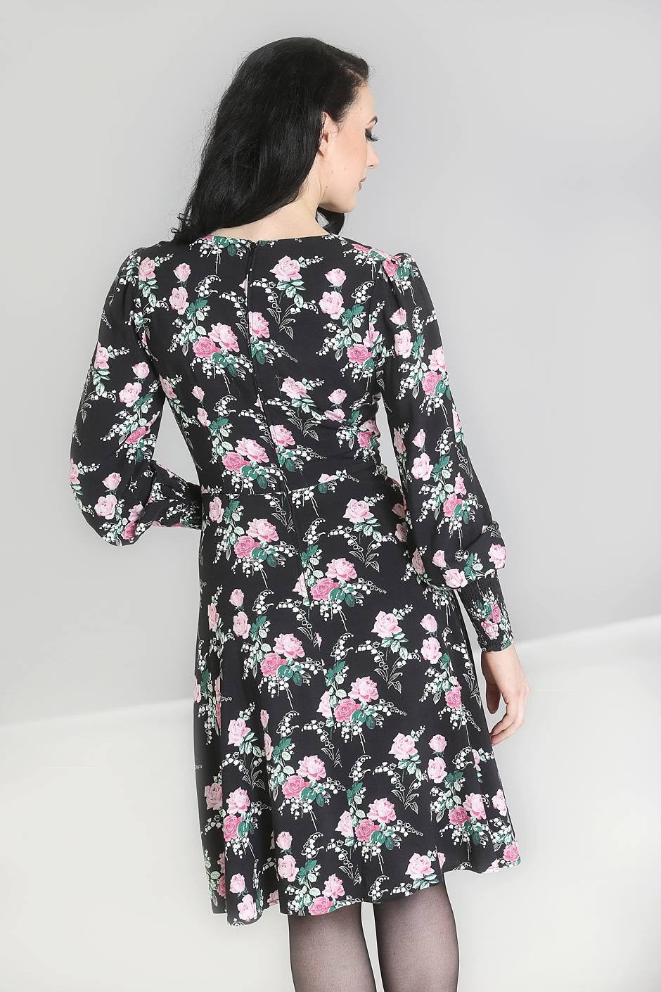 Felicia Floral Long Sleeved Dress - Hell Bunny (Last Available)