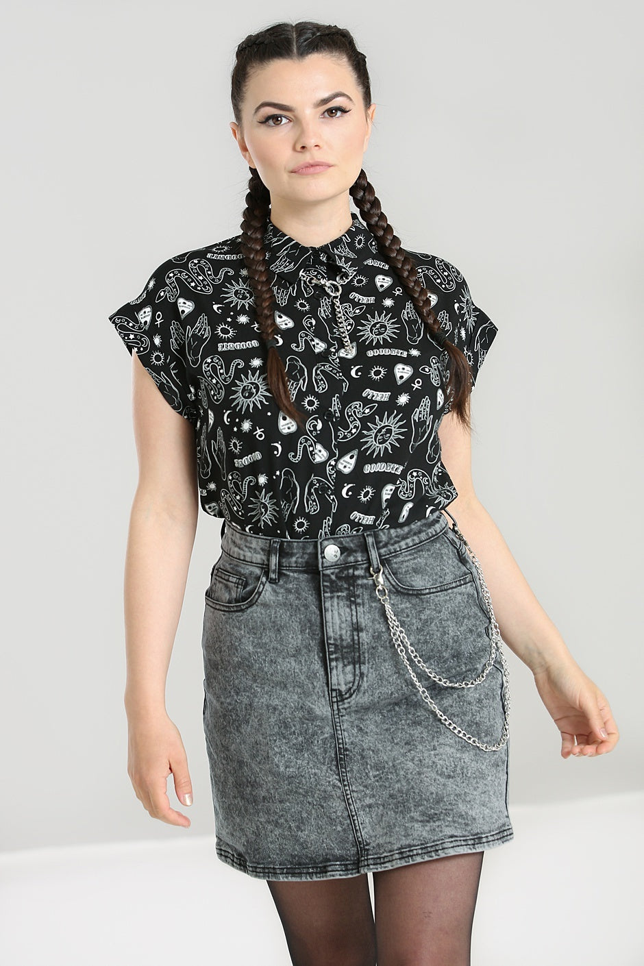 Grey Finn Mini Skirt - Hell Bunny