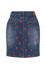 Strawberry Denim Mini Skirt - Hell Bunny