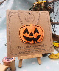 Jack-O-Lantern Pumpkin Glitter Necklace - Bumblebee Design Treasures (Last Available)