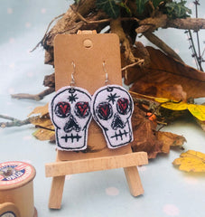 Sugar Skull Glitter Earrings - Bumblebee Design Treasures