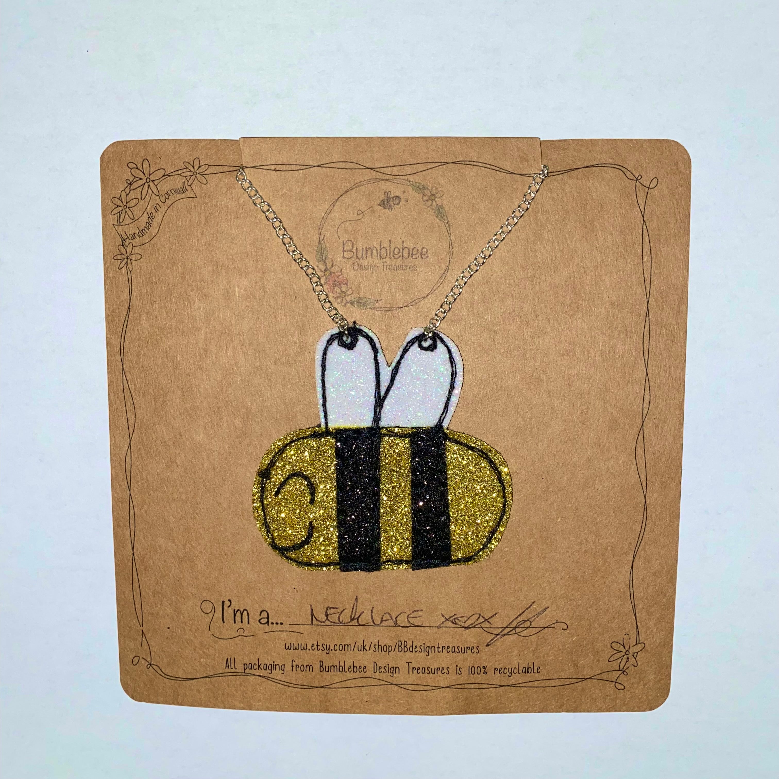 Bee Glitter Necklace - Bumblebee Design Treasures