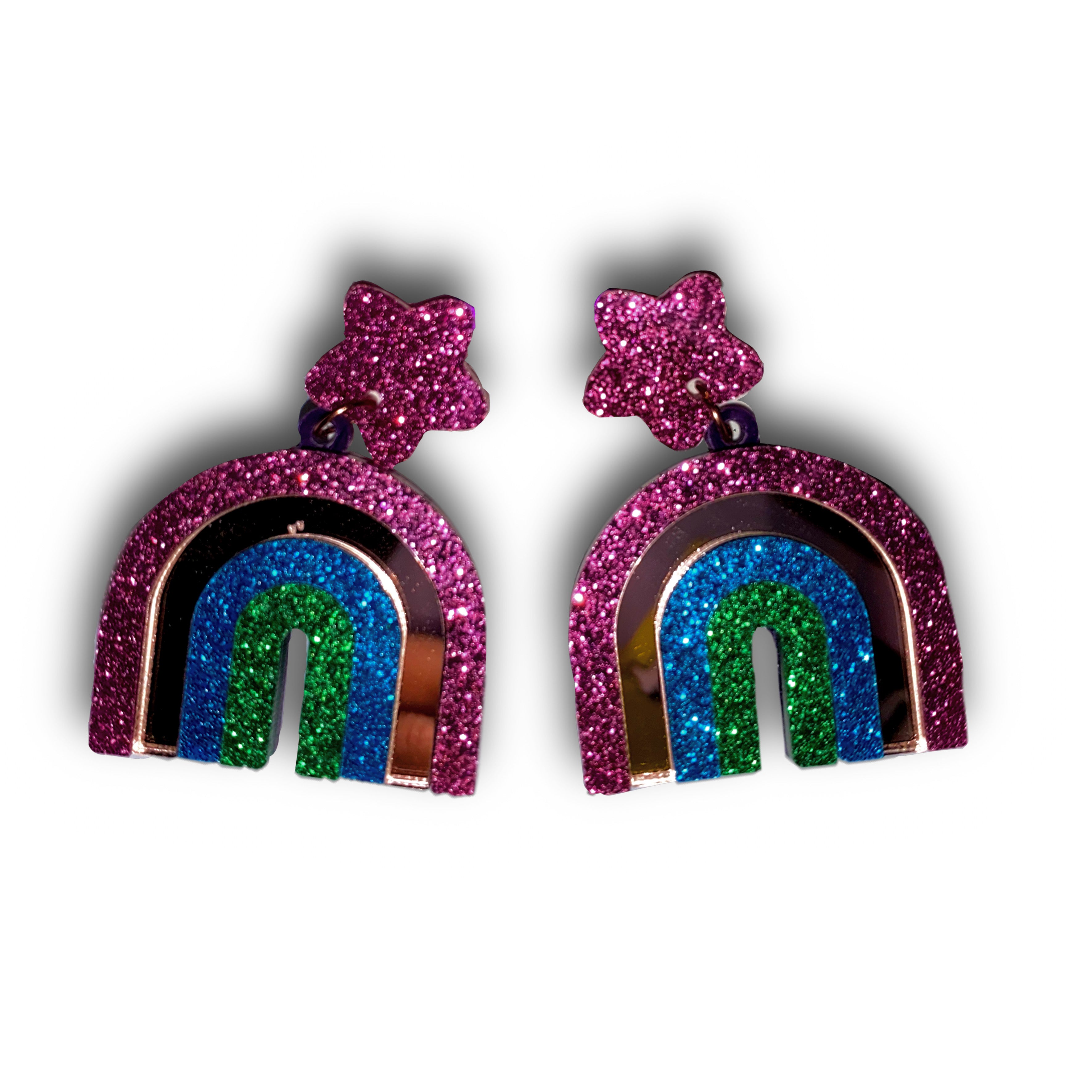 Pink Rainbow Acrylic Earrings