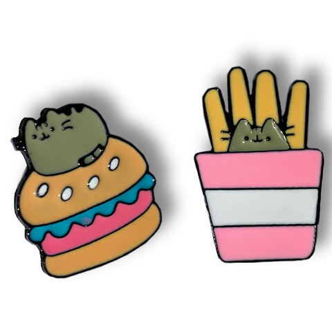 Cat Burger & Fries Enamel Pin Badge