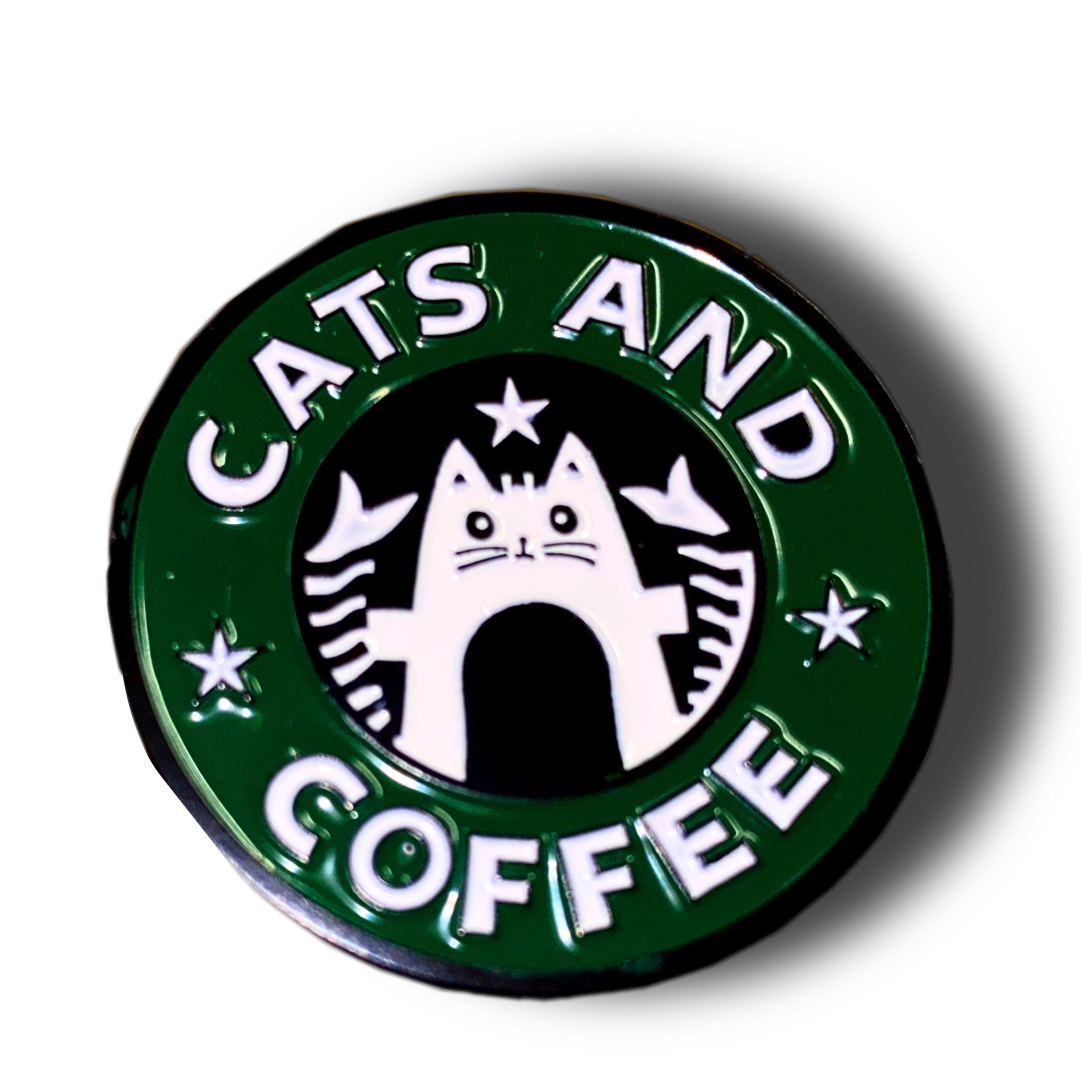 Cats and Coffee Enamel Pin Badge