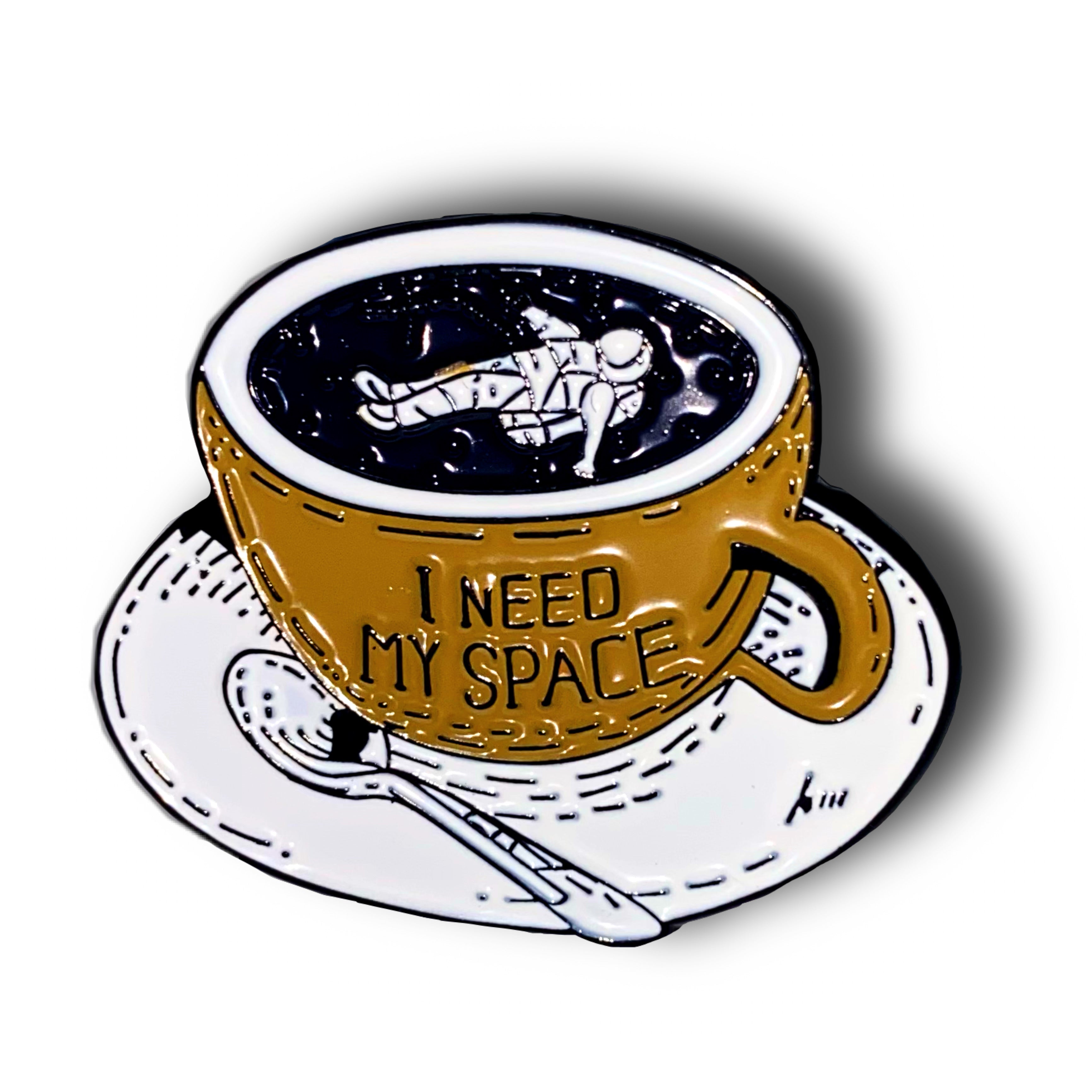 I Need Space Coffee Enamel Pin Badge