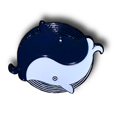 Ying Yang Whale Enamel Pin Badge