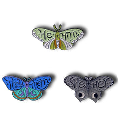 Pronoun Butterflies Enamel Pin Badges