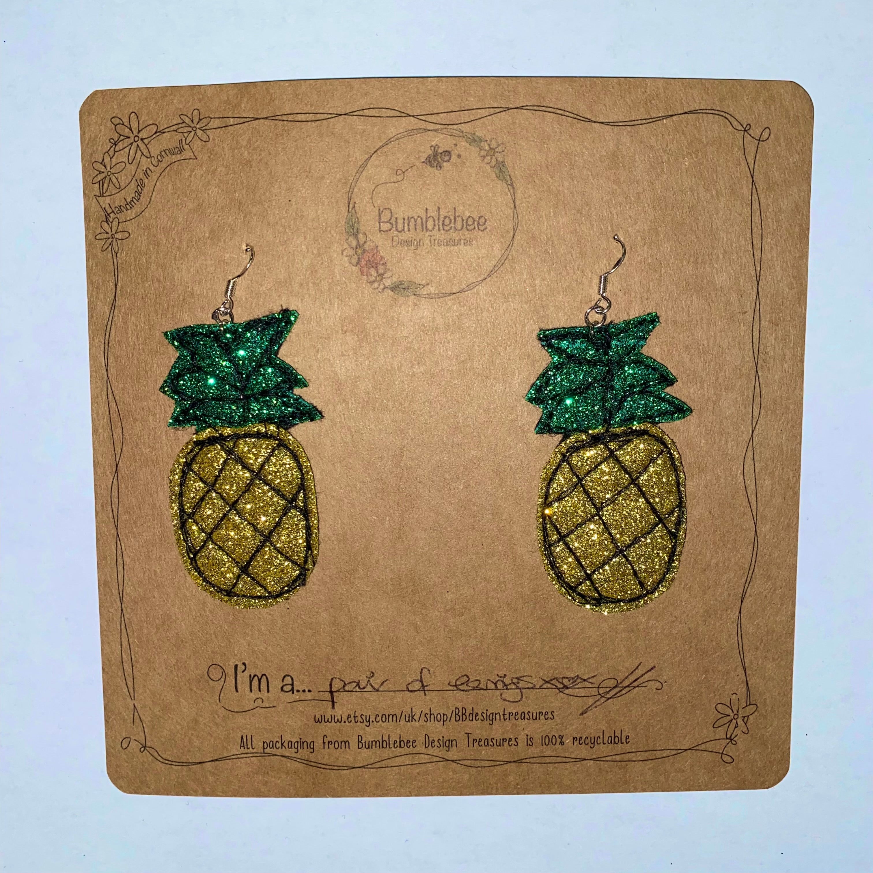 Pineapple Glitter Earrings - Bumblebee Design Treasures (Last Available)