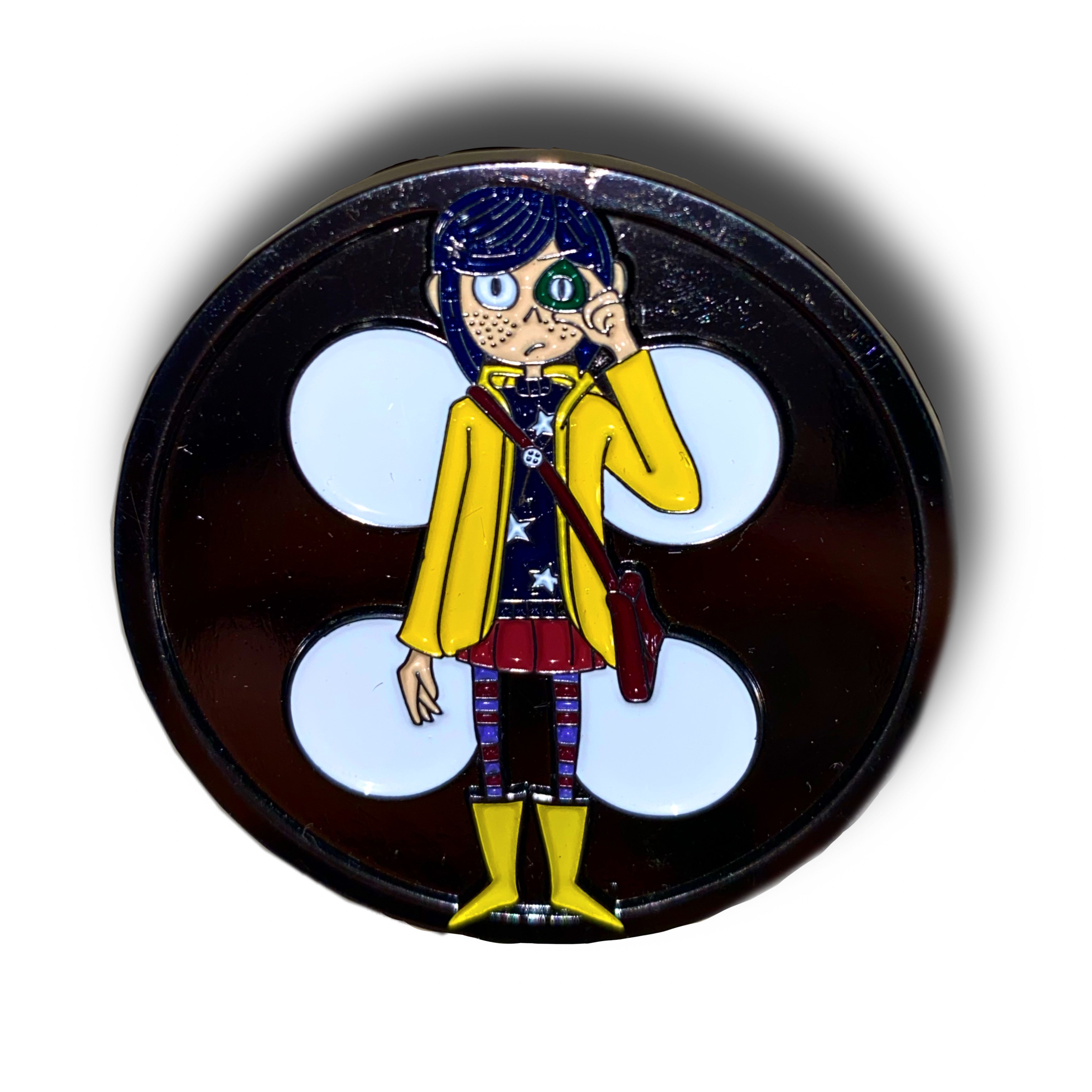 Large Coraline Button Enamel Pin Badge