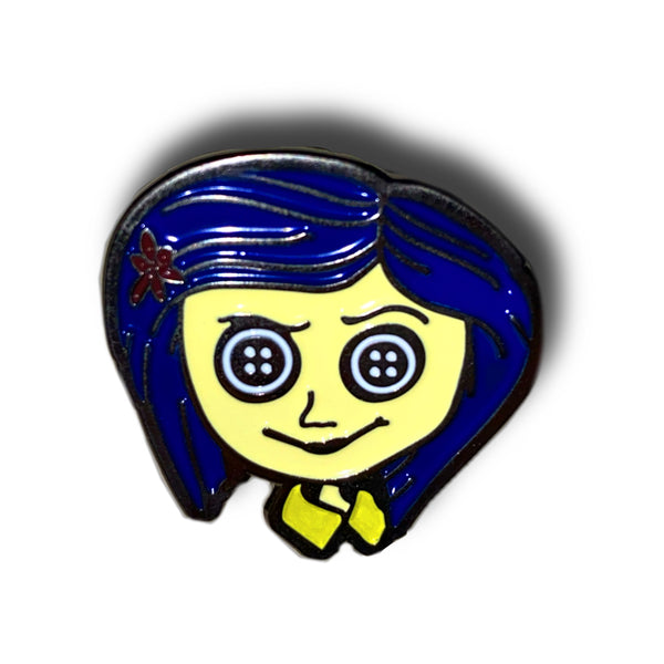 Coraline with Button Eyes Enamel Pin Badge – Yella Brick Road