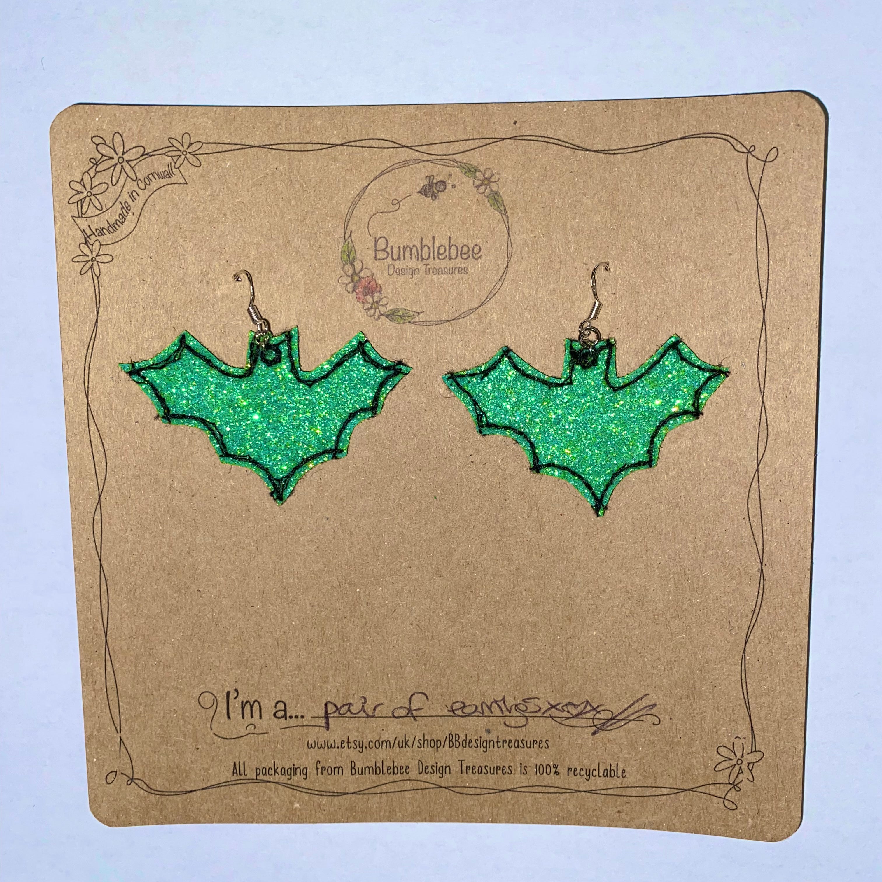 Bat Glitter Earrings - Bumblebee Design Treasures
