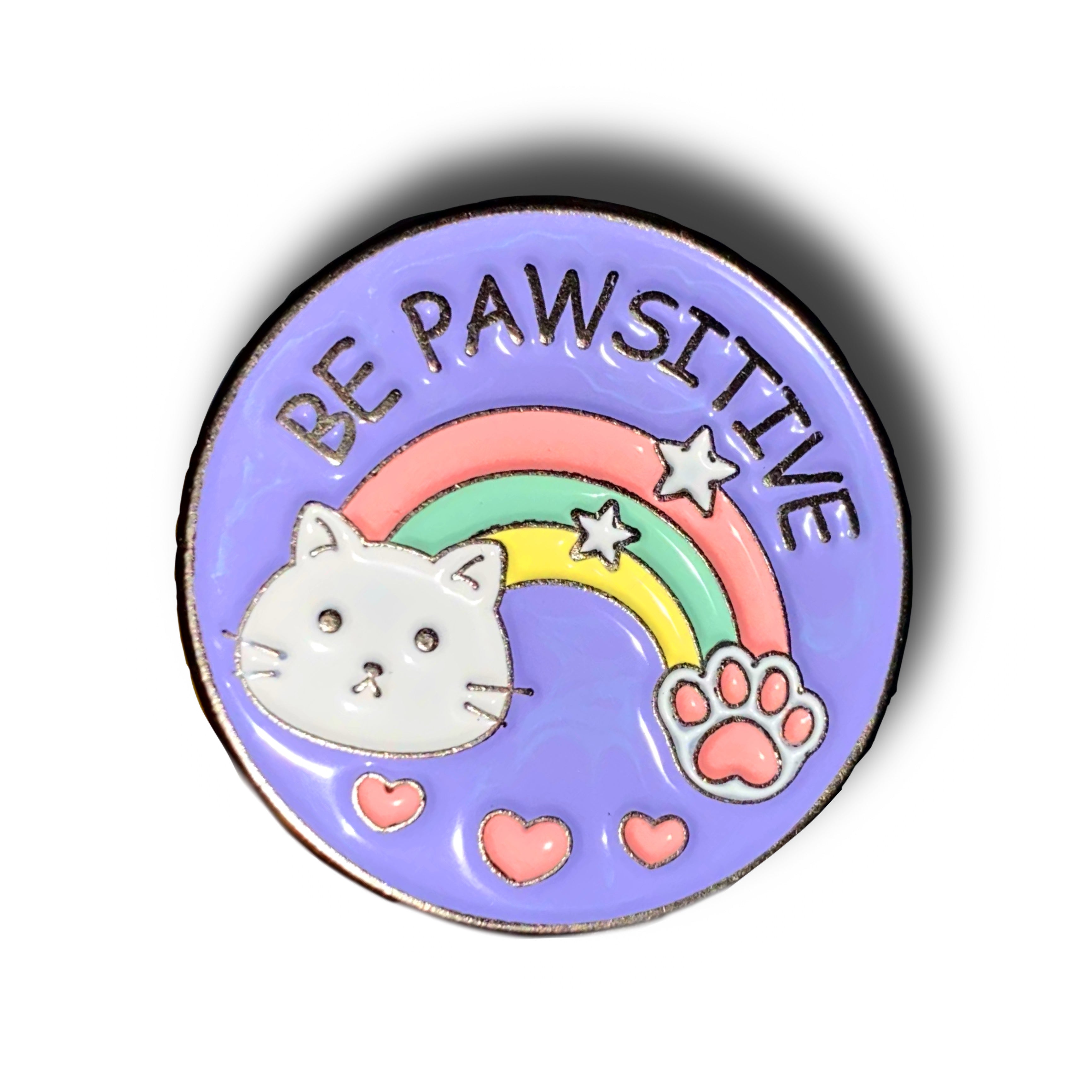 Be Pawsitive Rainbow Enamel Pin Badge
