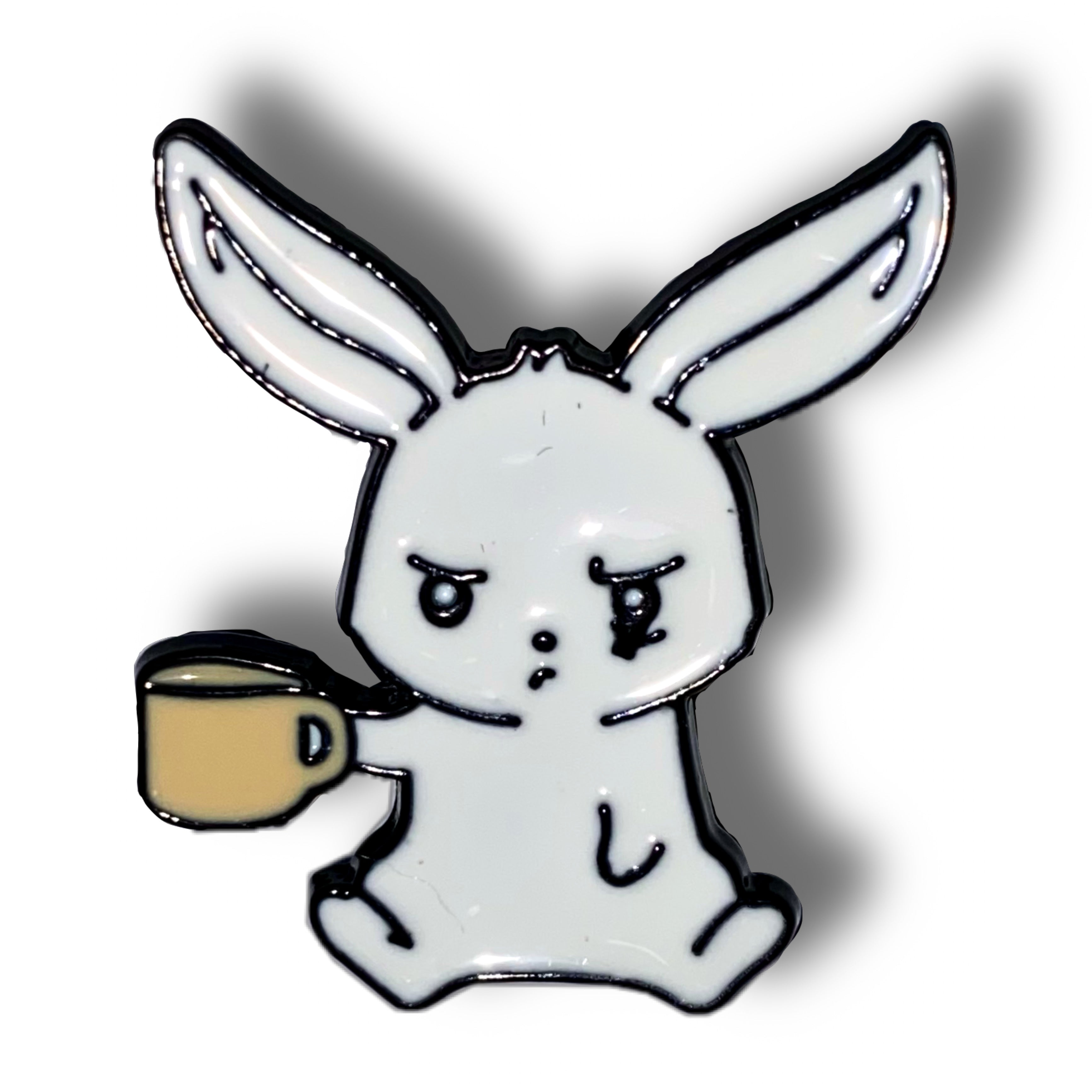 Rabbit with Coffee Enamel Pin Badge