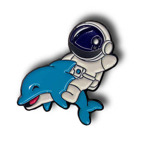 Spaceman & His Dolphin Enamel Pin Badge