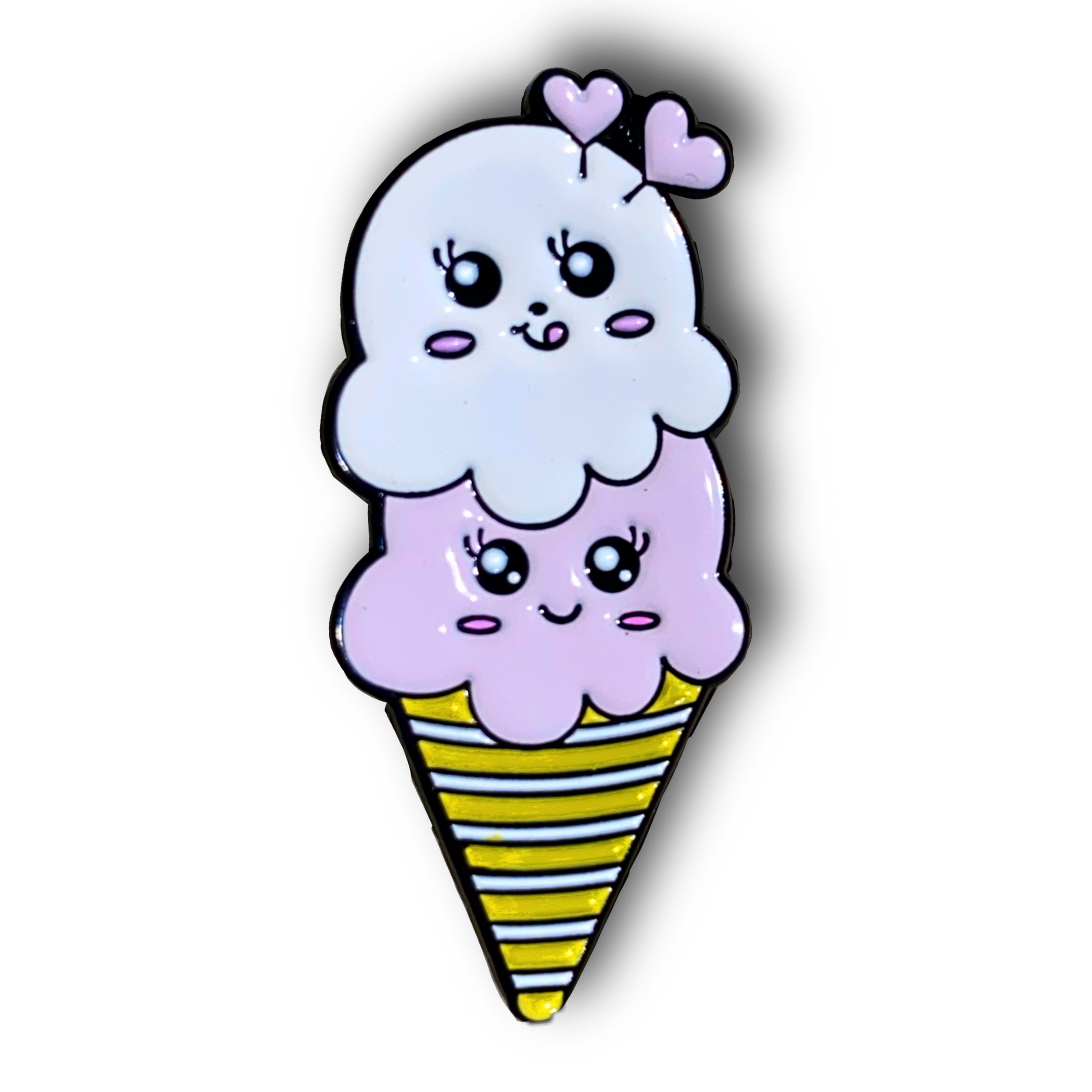 Double Ice Cream Cone Enamel Pin Badge