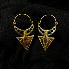 Crescent Moon Triangle Indian Earrings