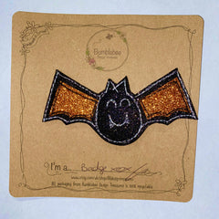 Cheeky Bat Glitter Brooch / Badge - Bumblebee Design Treasures