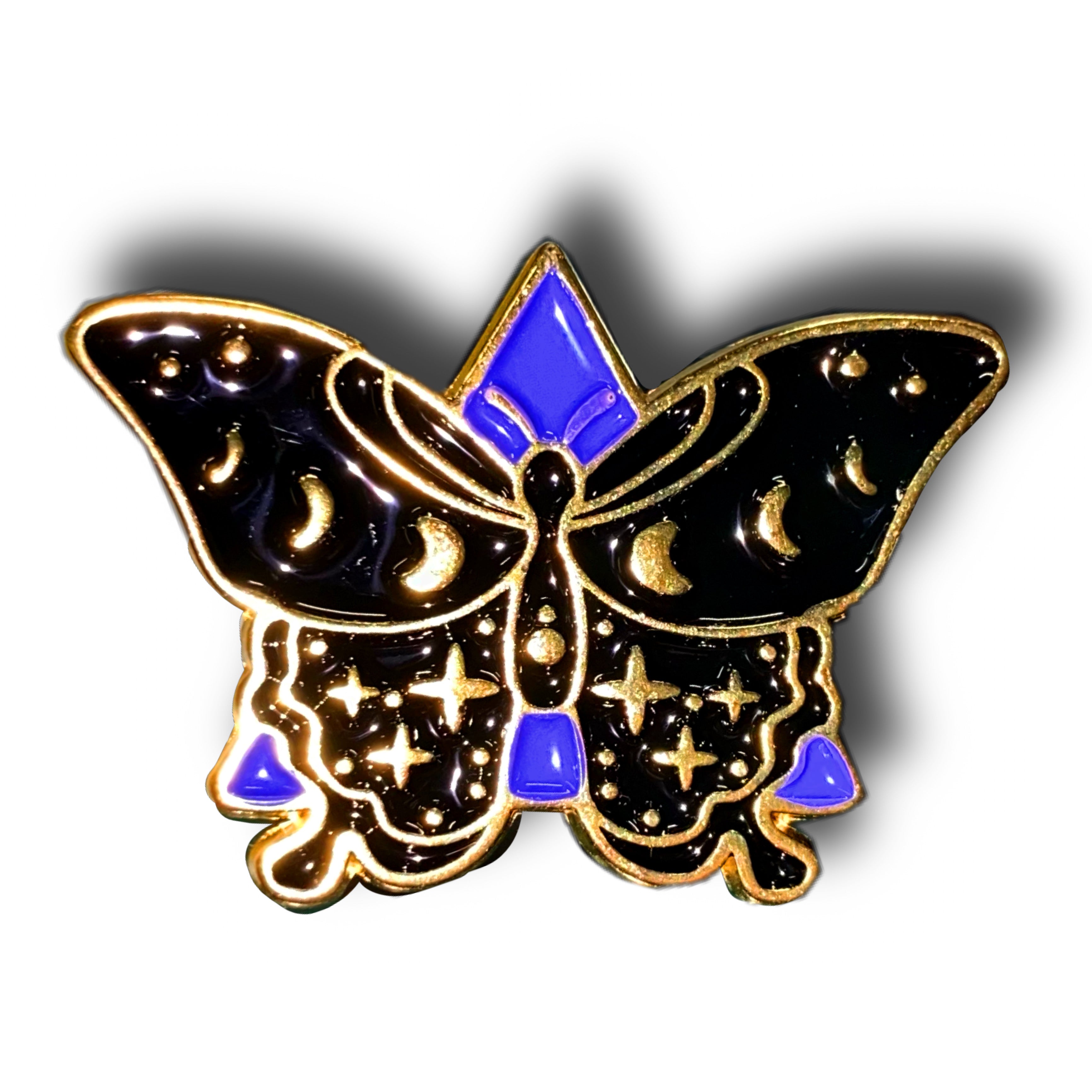 Gold Ornate Butterfly Enamel Pin Badge
