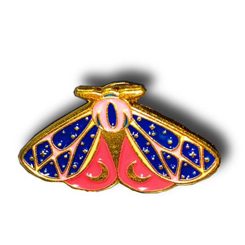 Gold Ornate Moth Enamel Pin Badge