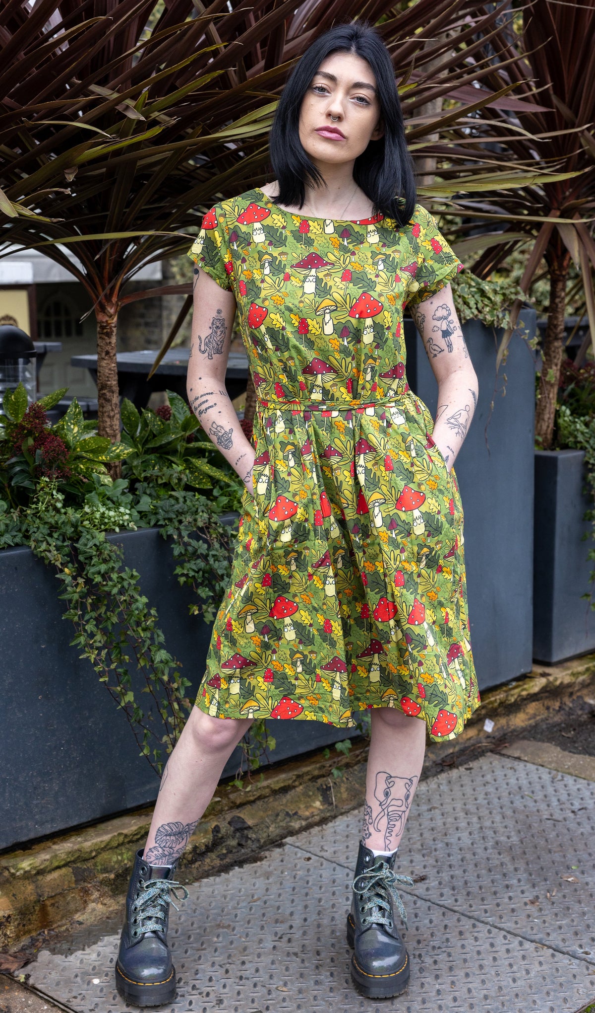 Katie Abey Mushroom Bois Belted Tea Dress with Pockets - Run & Fly