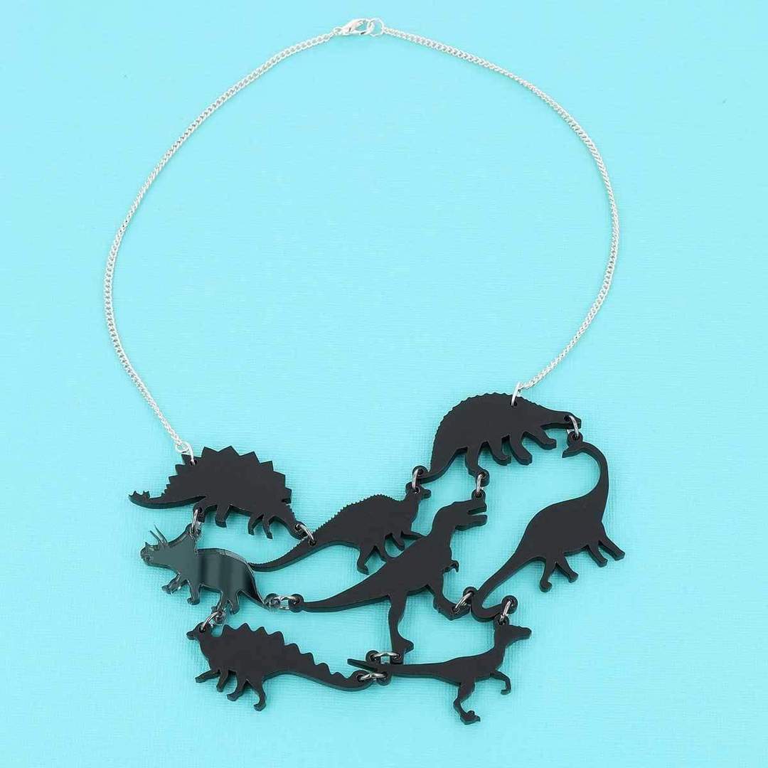 Black Dinosaur Gang Acrylic Necklace - Punky Pins (Last Available)