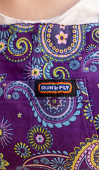 Purple Paisley Twill Long Pinafore - Run & Fly