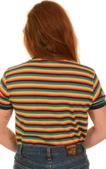 Retro Rainbow Brights Striped Short Sleeved T-Shirt - Run & Fly