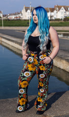 70's Brown Floral Flare High Waisted Jeans - Run & Fly