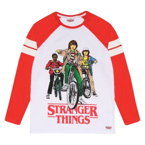 Stranger Things Mike, Dustin And Lucas Long Sleeve Raglan T-Shirt (Last Available)