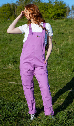 Lightweight Violet Twill Dungarees - Run & Fly